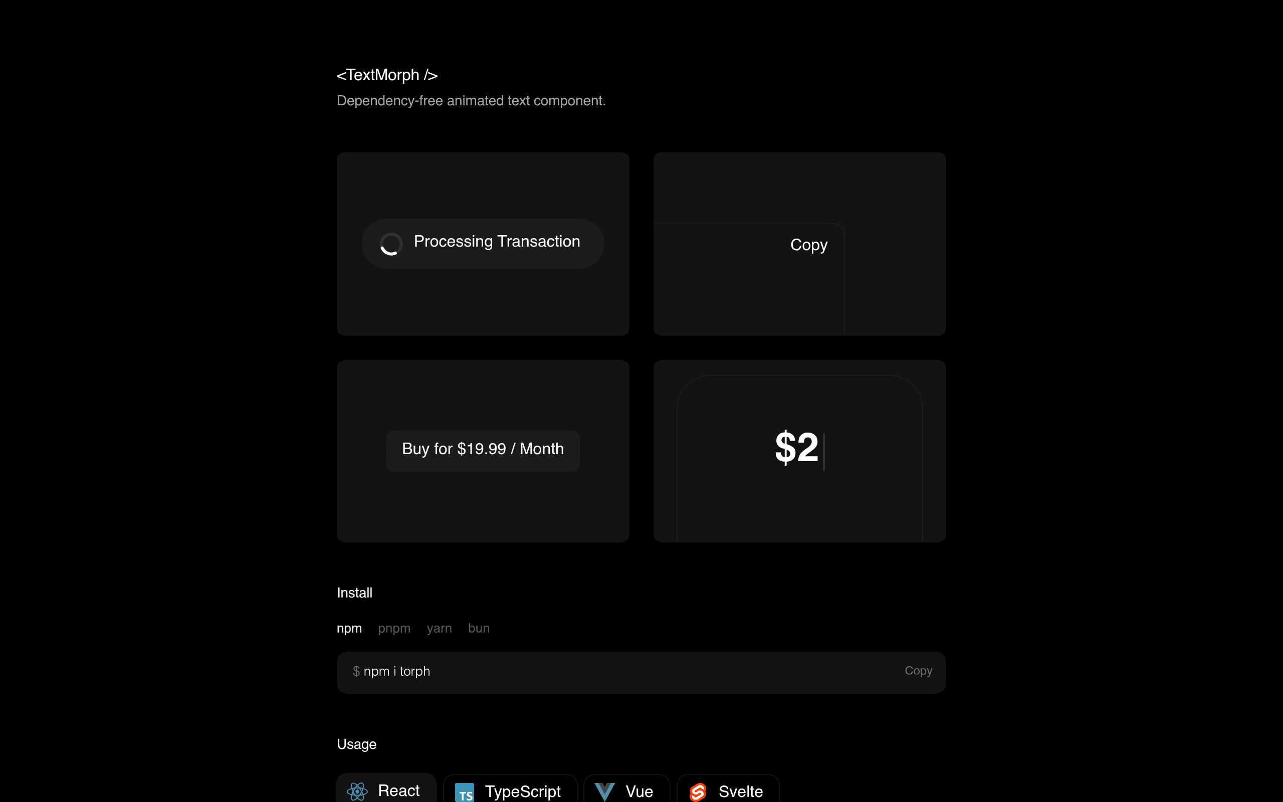 torph - dependency free text morphing screenshot